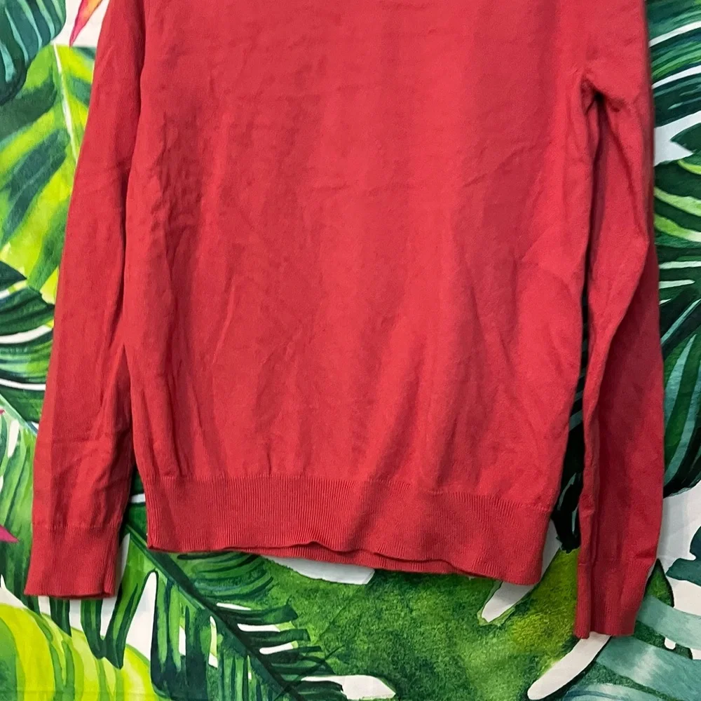 J. Crew Mens M Harbor Cotton V Neck Red Grandpacore Slim Stretchy Spring Sweater